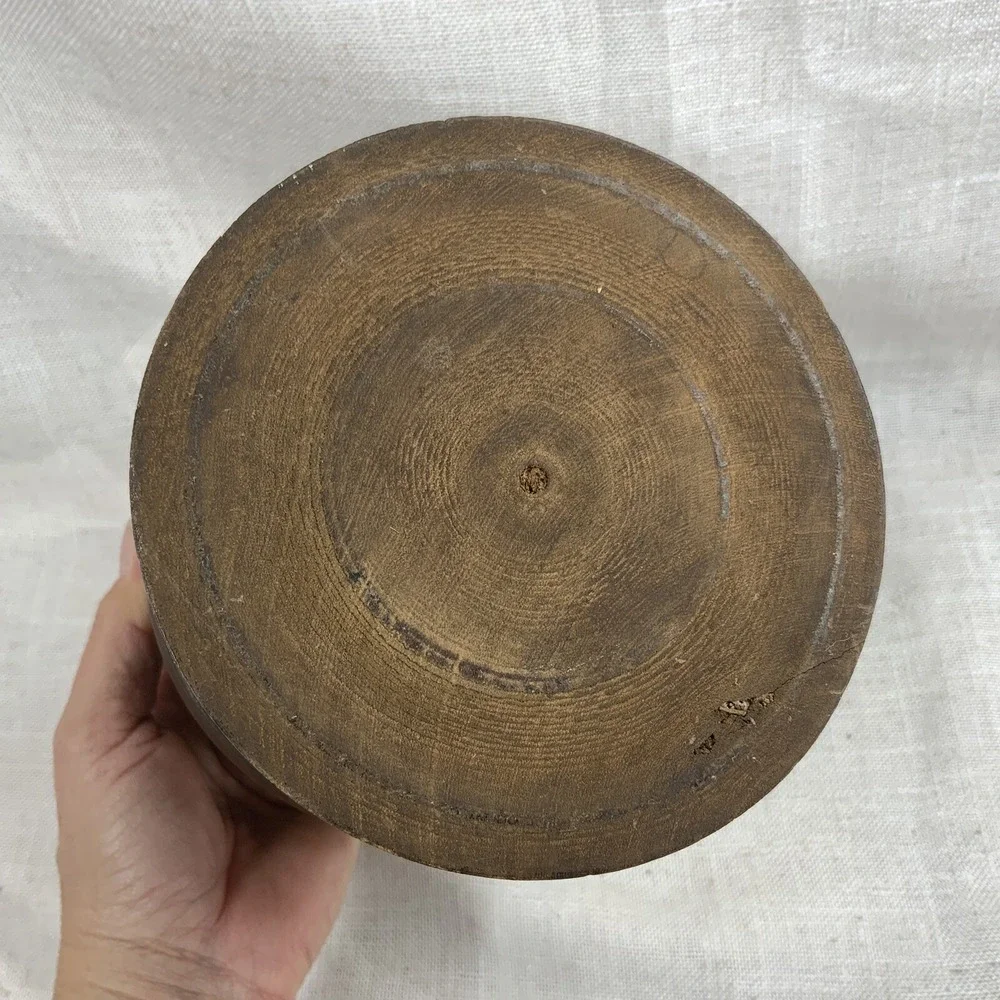 Large Vintage Wooden Mortar And Pestle Hand Turned Primitive Cottage Farmhouse